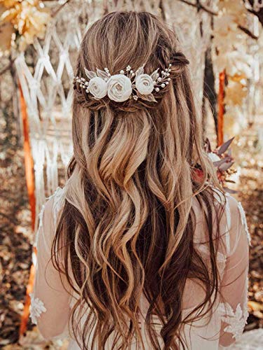 Simsly Bride Pearl Wedding Hair Comb Flower Bridal Hair Piece Hair Accessories for Women and Girls (Silver) Simsly Bride Pearl Wedding Hair Comb Flower Bridal Hair Piece Hair Accessories for Women and Girls (Silver)