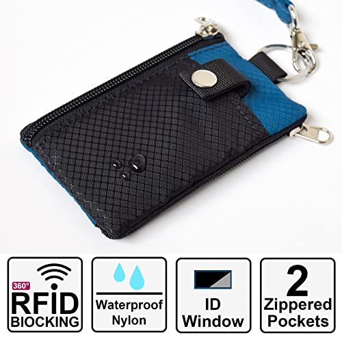 Image of CHENSPRX Minimalist RFID Blocking Small Wallet with ID Window,WaterResistant Zip Id Case Wallet with Lanyard Keychain for Cards,Cash,Travel,Women,Men