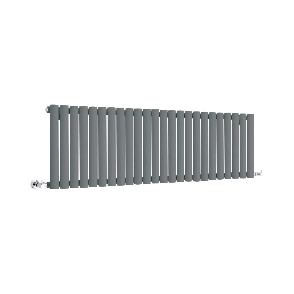 Milano Anthracite Aruba Horizontal Single Oval Panel Radiator - 400Mm X 1416Mm