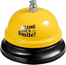 Acooruiteng Timbre de servicio de acero inoxidable para recepción de 2.95 pulgadas de diámetro, timbre de llamada, campana de cocina, escuela, restaurantes, hoteles, áreas de recepción, color amarillo