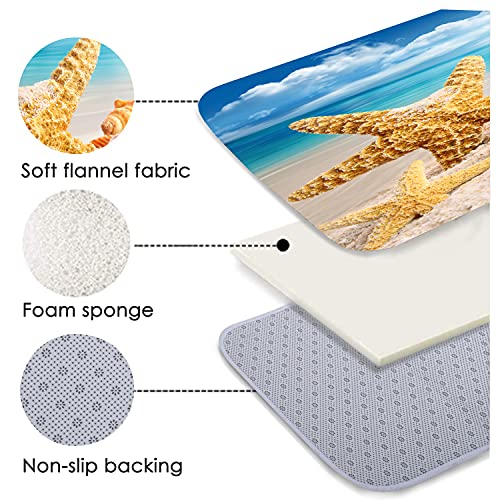 Non Slip Bath Rugs Sponge Foam For Bathroom,Durable Flannel Mat Bright 3D Print Rug, Clearance Mats For Forlaundry Room And Kitchen, Conch Beach Themed Decor Carpt #TOP5