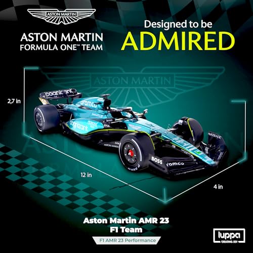 Image of LUPPA Formula 1 AMR 23 Model kit - 1:18 Scale Racing F1 AMR 23 Aramco Model Inspired by Fernando Alonso & Lance Stroll Building kit, Collectible diecast, 140 Pieces