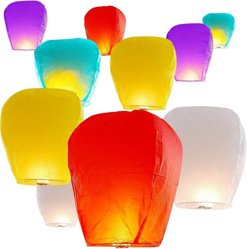 Raghav Crafts Sky Lanterns Wishing Candle Hot Air Balloon for Diwali/Marriage/Christmas/All Festival Multi-Color (Pack of 10) (B0DF6BQ15C) Amazon Price History, Amazon Price Tracker