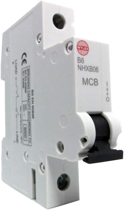 Wylex NHXB06 6 Amp Single Pole Type B 230V 6kA Circuit Breaker MCB (NSB06)