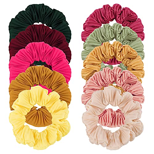 10 Pcs Scrunchies for Women, Hair Ties for Women, Solid Scrunchies for Women, Scrunchies for Women Thick Hair, Hair Bands with Cloth, Hair Accessories for Girls and Women no Damage