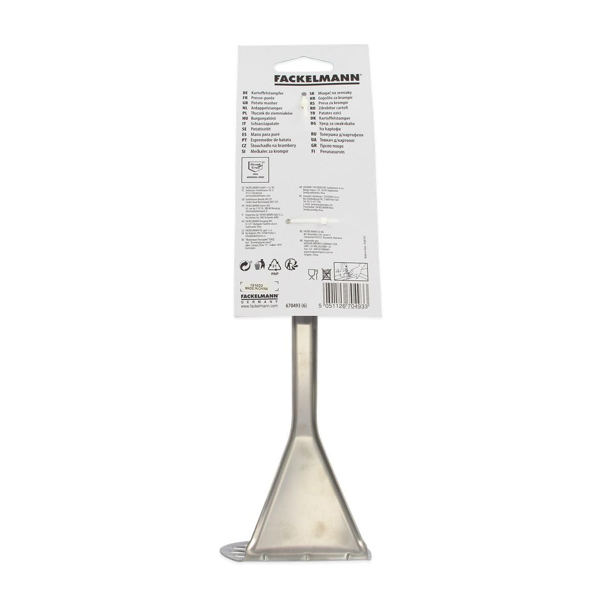 Fackelmann Presse purée manuel Acier inoxydable Argenté 25,5 x 8,3 x 8 cm