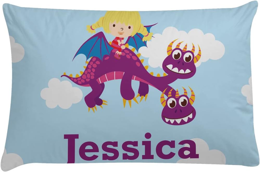 RNK Shops Personalized Girl Flying on a Dragon Pillow Case - Toddler