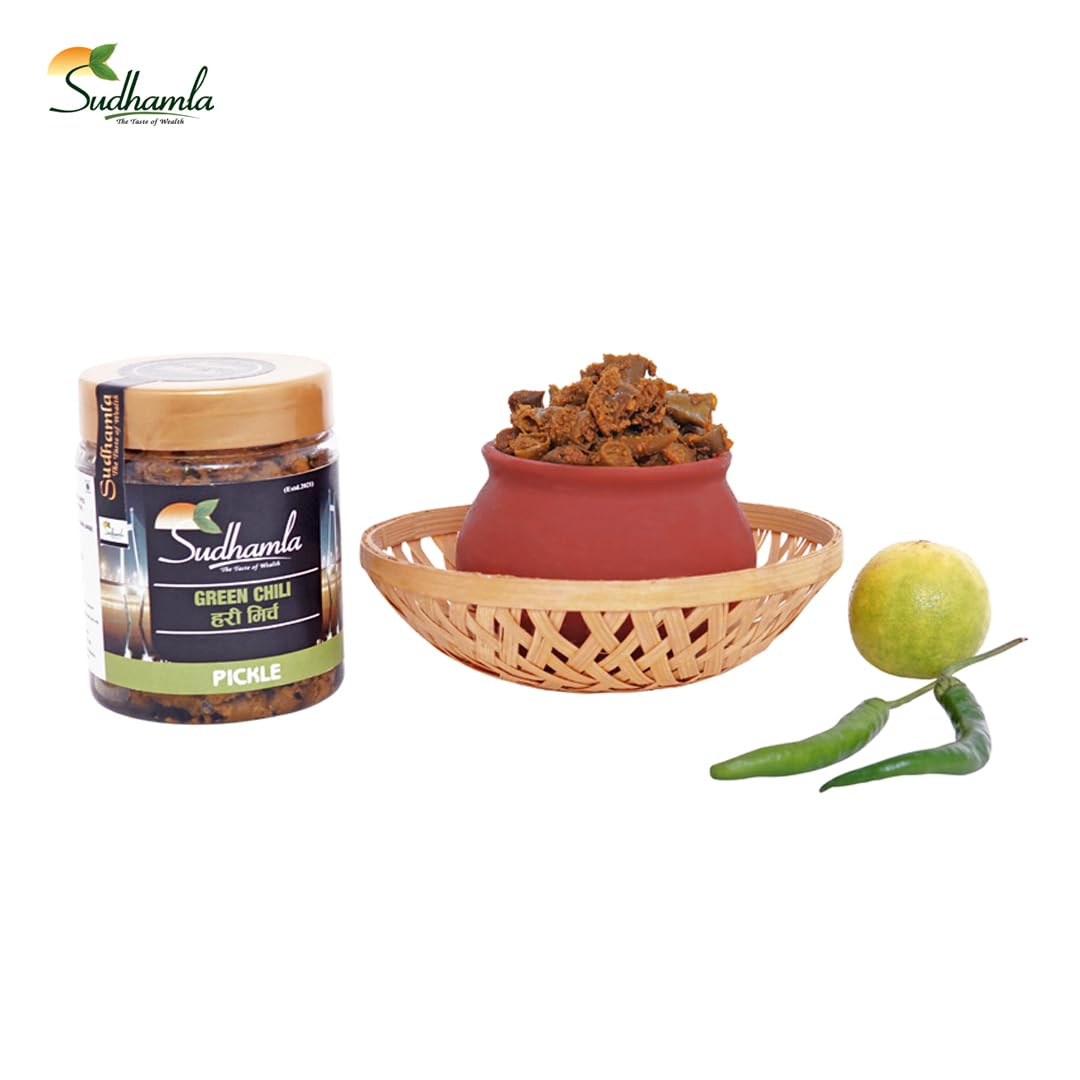 Sudhamla Spicy Green Chilli Pickle - 100 gm | Homemade Hari Mirch Ka Achar | Mustard Oil Base, Sun-Dried Mirchi | No Artificial Preservatives or Flavors | Traditional Recipe, Less Oil, Fresh and Tasty 3