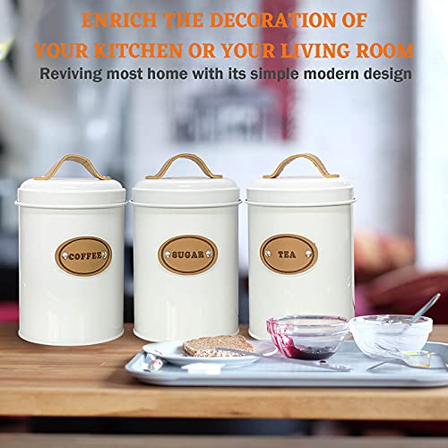 Sotech Large Bread Box And 3 Pieces With Sugar Tea Coffee Containers Set,Vintage Metal Bread Boxes For Kitchen Counter Extra Large,Farmhouse Kitchen Decor(White Bread Box) #TOP5