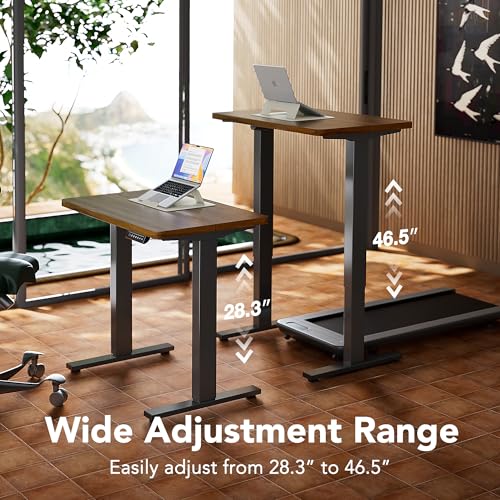 Image of HUANUO Electric Standing Desk,48 inch x 24 inch Height Adjustable Desk, 4 Memory Height Settings, Sit to Stand Up Desk for Home Office, with Headphone Hook, Cable Manager, Walnut