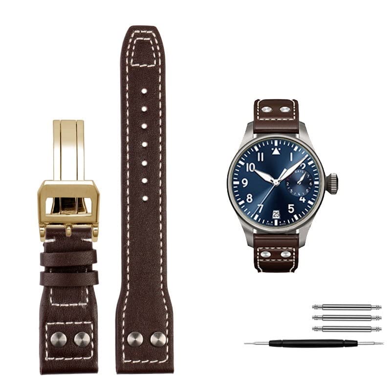 Bracelet de montre en cuir de veau 22mm pour remplacer un modèle usé avec boucle pliable