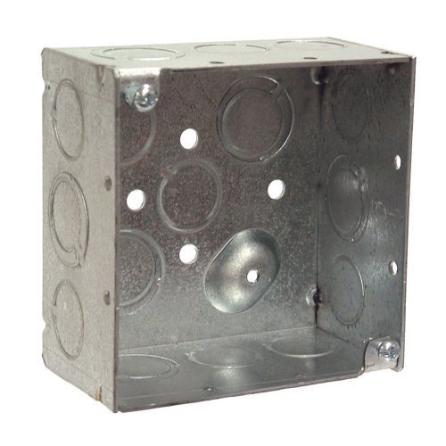 Electrical Box 8232 - Welded Square Box, Side Knockouts, Screw-in - 4 in x 2-1/8 in Deep
