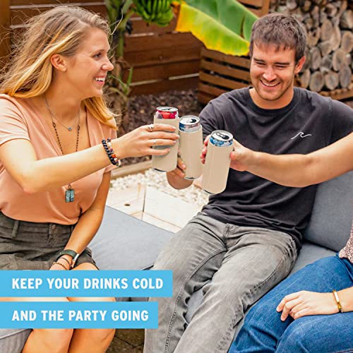 Image of Slim Can Cooler Sleeves (30-Pack) Soft Insulated Slim Can Koolie for White Claw Seltzer & Slim Beer - HTV Blanks for Vinyl Projects - Skinny Can Koolies Bulk - Tall Can Coolies for Slim Cans (Sand)