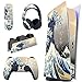PlayVital Skin Kompatibel mit ps5 Konsole Digital Edition, Aufkleber Vinyl-Skin Schutzfolie Stickers für Playstation 5 Konsole,Controller,Ladestation,Headset,Medienfernbedienung(Große Welle)
