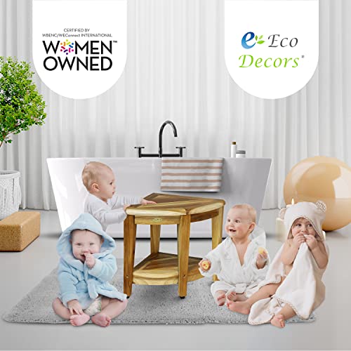 EcoDecors, Snazzy Corner, Teak Corner Shower Stool, Teak Corner Shower Bench, Teak Shower Stool for Inside Shower, Teak Bench Shower, Teak Corner Shelf, Teak Shower Table - Image 4