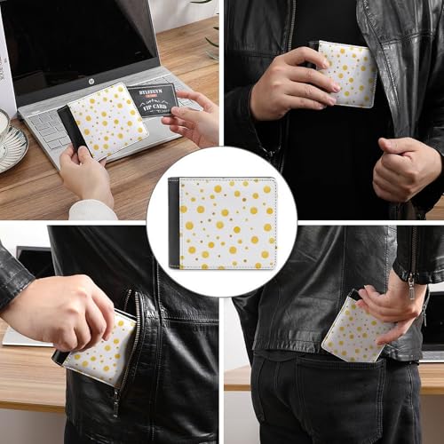 Gold Polka Dots Bifold Wallet PU Leather Card Cash Holder Cute Purse for Men Women3