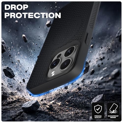 Image of Pikkme Back Cover for iPhone 15 Pro Max | Honeycomb Cooling Design | Silicone Heat Dissipation | Mag-Safe Compatible | Shockproof Camera Protection Bumper Case (Black)