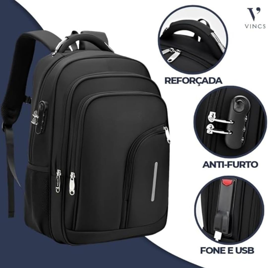 Mochila Masculina Reforçada Executiva Grande Mochila para Notebook Trabalho Viagem Escola com Cabo de Aço Impermeável Antifurto com Saídas USB/Fone de Ouvido Unissex em promoção! Veja a oferta e mais achadinhos de Mochilas & Pastas Masculinas 8 Hoje é o melhor dia para comprar Mochila Masculina Reforçada Executiva Grande Mochila para Notebook Trabalho Viagem Escola com Cabo de Aço Impermeável Antifurto com Saídas USB/Fone de Ouvido Unissex com aquele preço maroto! Promoção! Aproveite a oferta! 8