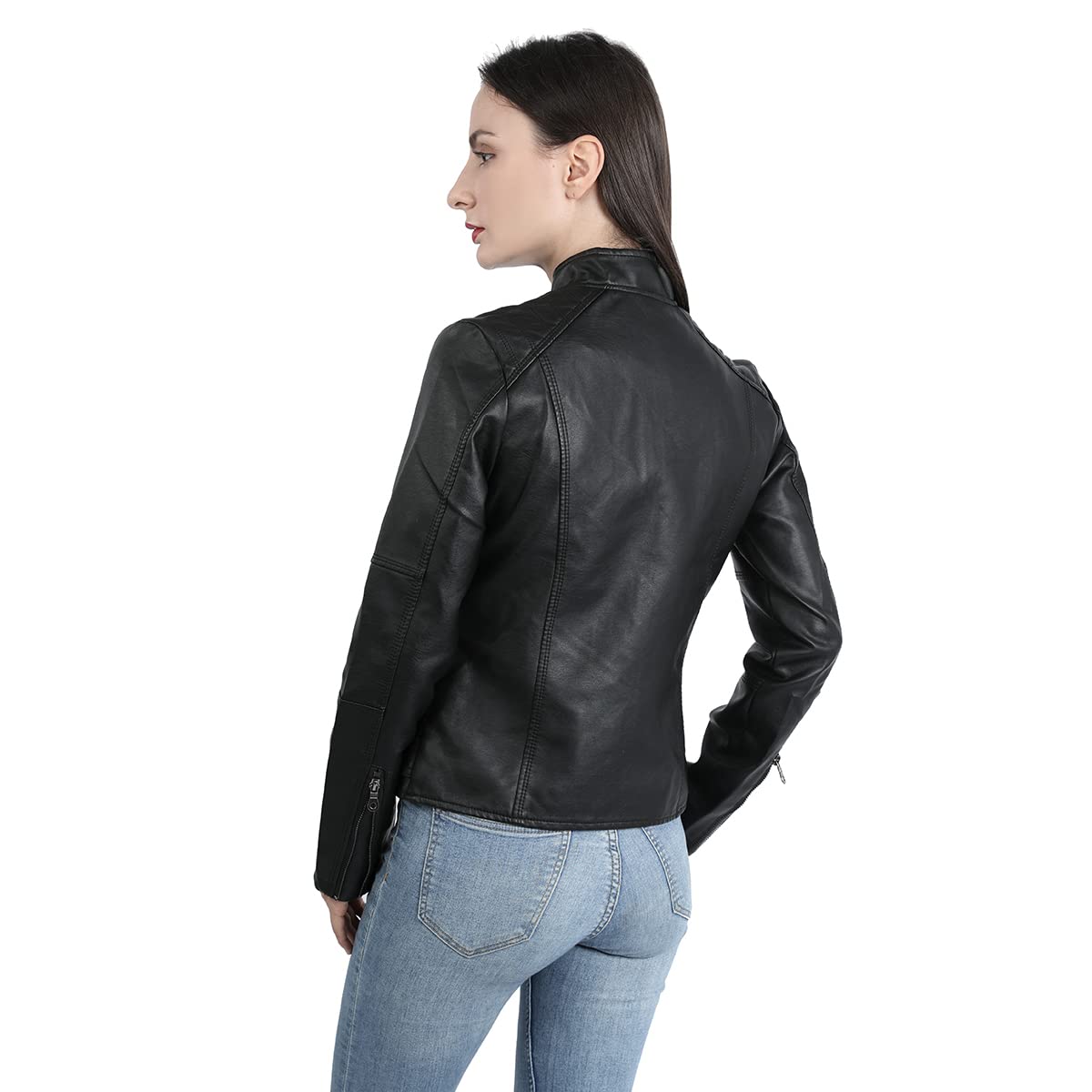 YYNUDA Femme Veste en Cuir PU Bombers Aviateur Moto Blouson Femme Simili Cuir Biker Zippé Chaud Casual