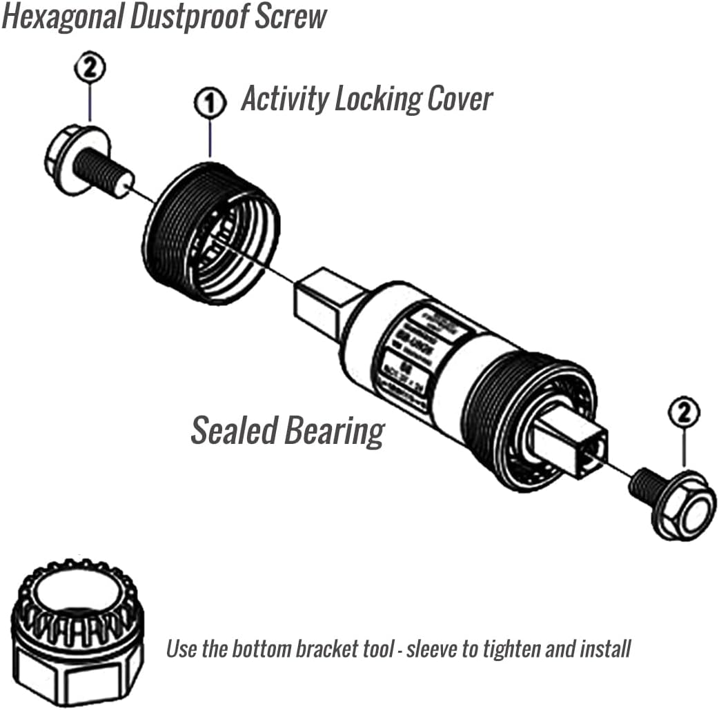 Bike Square Taper Bottom Bracket BSA 68mm Steel Crank Spindle | Multi-size for choose, Lightweight, Durable replacement for BB-UN26, Includes 2 pcs mounting screws for easy install