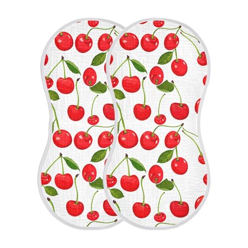 xigua Red Cherries Baby Burp Cloths for Newborn Boys and Girls 1 Pack, Soft & Absorbent Cotton Baby Burp Cloth, Baby Washcloths, Newborn Towel, Burp Rags2
