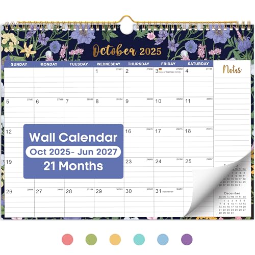 Calendar 2025-2026, 21-Month Calendar from October 2025 to June 2027,