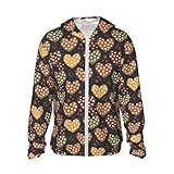 vosery giacca con cappuccio con zip e protezione solare a forma di cuore, leggera, a maniche lunghe, per donne e uomini, nero, xxl