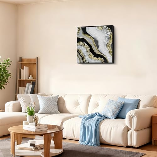 Impression sur toile géode texture cristal et cadre doré haut de gamme