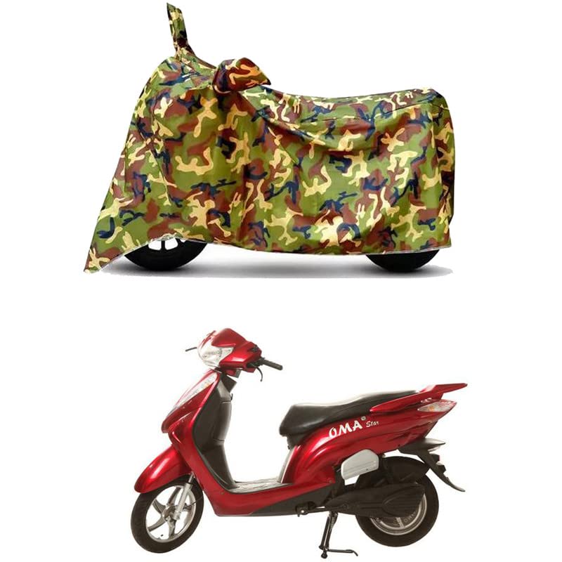 Image of Waterproof 100% PVC Coated Full Bike Scooty Two Wheeler Body Cover Compatible for Lohia Oma Star Li /UV-Rays /Heat Protection /Birds Dropping /Scratchproof /Dust Proof [6X6 Jungle Print]