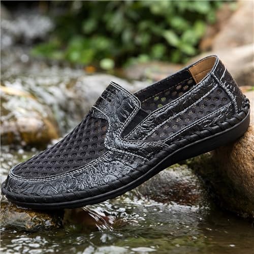 Mens Breathable Driving Loafers Slip On Lightweight Flat Heel Walking Shoes Stitching Details Comfortable Prom Casual3