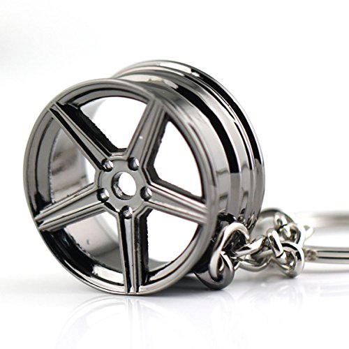 Image of maycom Creative Hot Auto Part Model for MB Wheel Rim Tyre Keychain Keyring Key Chain Ring Keyfob (Black)