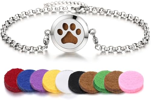 Miniatura 8 de Tobillera difusora de aceite esencial de acero inoxidable con colgante de aromaterapia ajustable para regalo del día de la madre con 11 rellenos