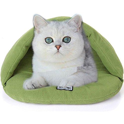 Ltuotu - Cama cómoda para animales domésticos, para perros pequeños y gatos, para dormir, bolsa interna, de fibra de bambú, cuatro estaciones, verde, Large