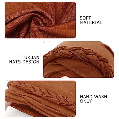 Image of DRESHOW Turban Pre-Tied Twisted Hat Thread African Head Wraps for Black Women Chemo Cancer Cap Braid Hair Cover
