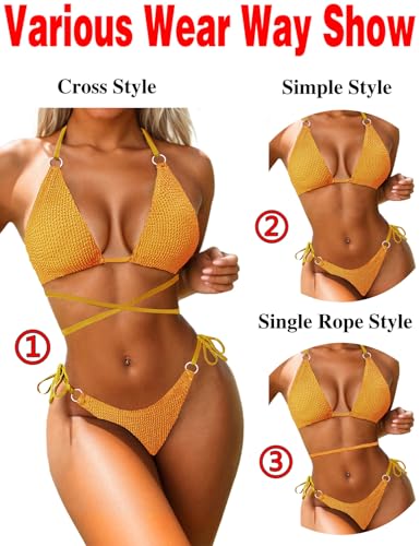 Image of Women Bikini Set Metal Ring Two Piece Swimsuit