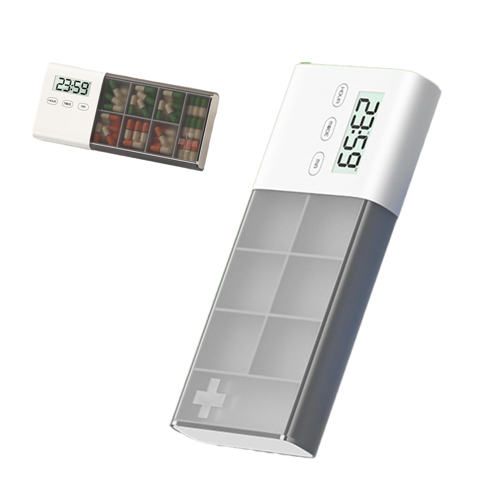 Pilulier intelligent 7 jours, hebdomadaire avec 5 alarmes, triple rappel (son, vibration, lumière), batterie rechargeable de 80 jours, distributeur de médicaments pop-up de qualité alimentaire