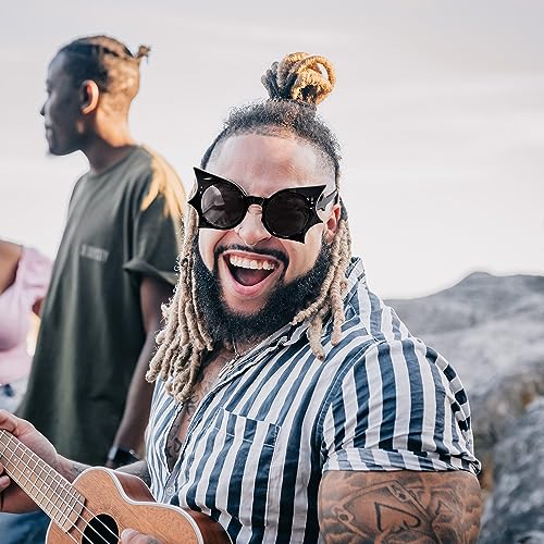 FEISEDY Women Men Funny Sunglasses, Butterfly Shaped Bat Shades for Halloween and Party B41424