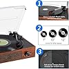 Mersoco Bluetooth Record Player Belt-Driven 3-Speed Turntable, Vintage Vinyl Record Players Built-in Stereo Speakers, with Headphone Jack/Aux Input/RCA Line Out, Wooden #4