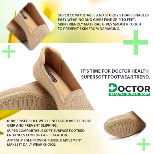 Image of DOCTOR HEALTH SUPER SOFT Women's Memory Foam Walking & Running Shoes | Lightweight Slip-On Sneakers for Gym, Training, Casual & Everyday Use | Flexible, Soft Cushion Athletics for Ladies & Girls