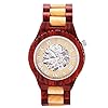 Mens Automatic Wooden Watch, RedSalwood & Maple, Japanese Movement, Business Casual, 1ATM Water Resistant