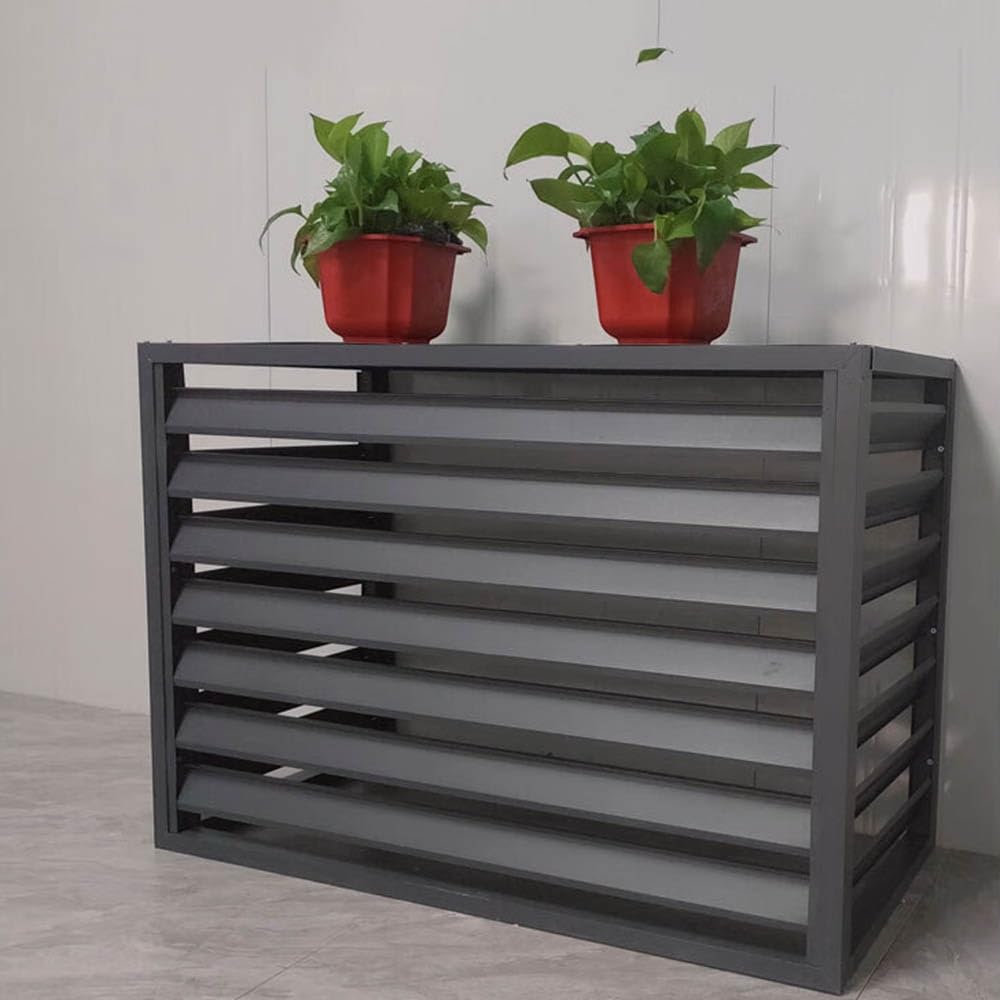 Cubre Aire Acondicionado Exterior, Funda Para Aire Acondicionado De Aluminio, Cubierta Rejilla Para Aire Acondicionado, Valla para Dispositivos Exteriores Pantalla Decorativa(Gray,100x50x70cm)
