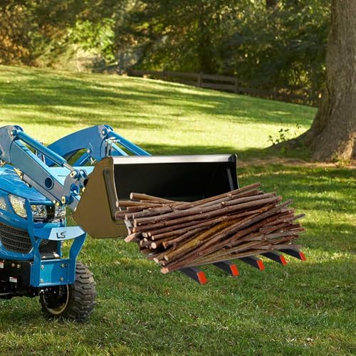 60" Clamp On Debris Forks, Clamp-On Pallet Fork 4000 Lbs Capacity Load Fit for Loader Bucket Skidsteer Tractor