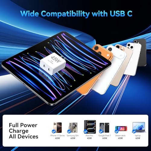 Image of USB C iPhone Fast Charger, 45W Type C Charger Block, 10 FT USBC Cable Cord