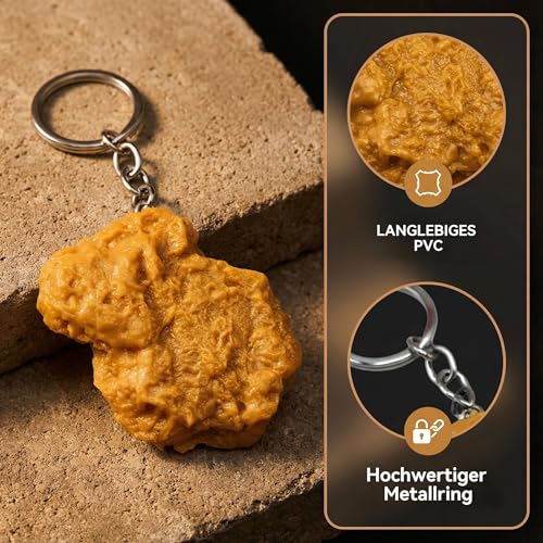 Toyvian Chicken Nugget Keychain Chicken Wing Ornament Metall Schlüsselbund Metall Schlüsselanhänger Geldbörse Charms Anhänger Lebensmittelbeutel