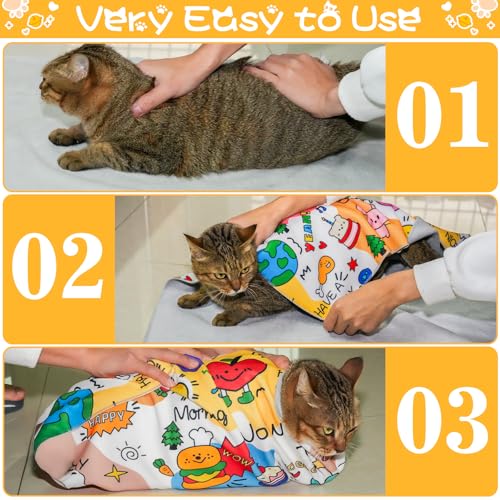 Image of AIERSA Cat Wrap for Cutting Nails and Grooming, Cat Restraint Wrap for Nail Clipping, Self-Adhesive Fabric Cat Swaddle Burrito Wrap for Nail Trimming, Cat Grooming Supplies