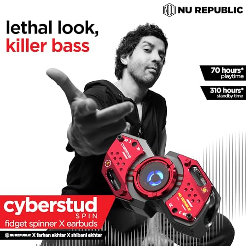 Nu Republic Cyberstud Red Fidget Spinner Earbuds - Image 3