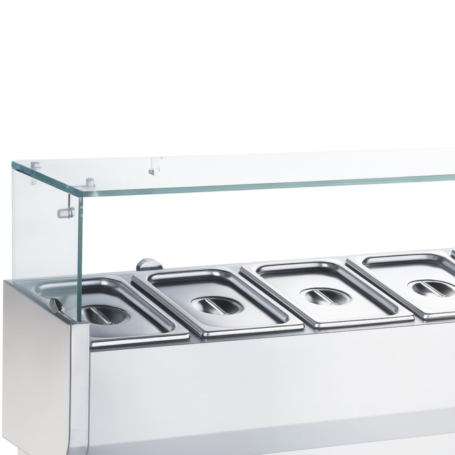 Escaparate ensalada refrigerada 200 cm – Capacidad 9 contenedores GN 1/3 – Frío Ventilado – Acero Inoxidable – Ideal para Pizzerías y Restaurantes