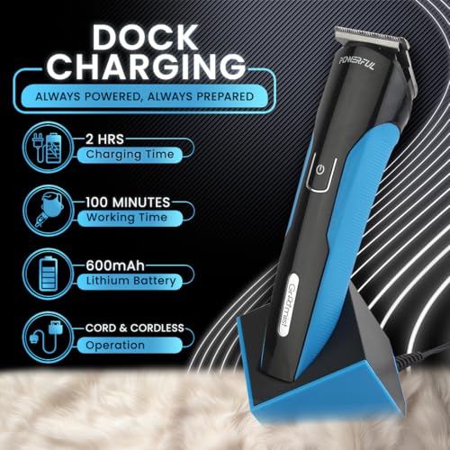 Image of Groomiist IPX6 Waterproof Trimmer for Men 120 Mins Run Time with Quick Charge Corded & Cordless Beard with Rubber Coating on Body | In Box Trimmer, Adapter, Charging Base, Oil, Brush | 1 Year Warranty (CS-42)