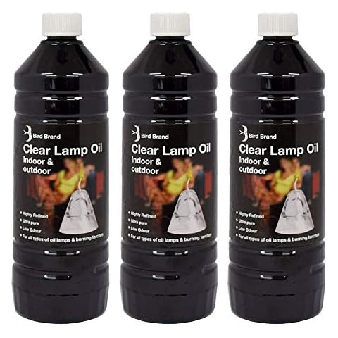 Bird Brand Clear Lamp Oil for Indoor & Outdoor Use, Smokeless Fuel, 3 x 1 Litre Cover