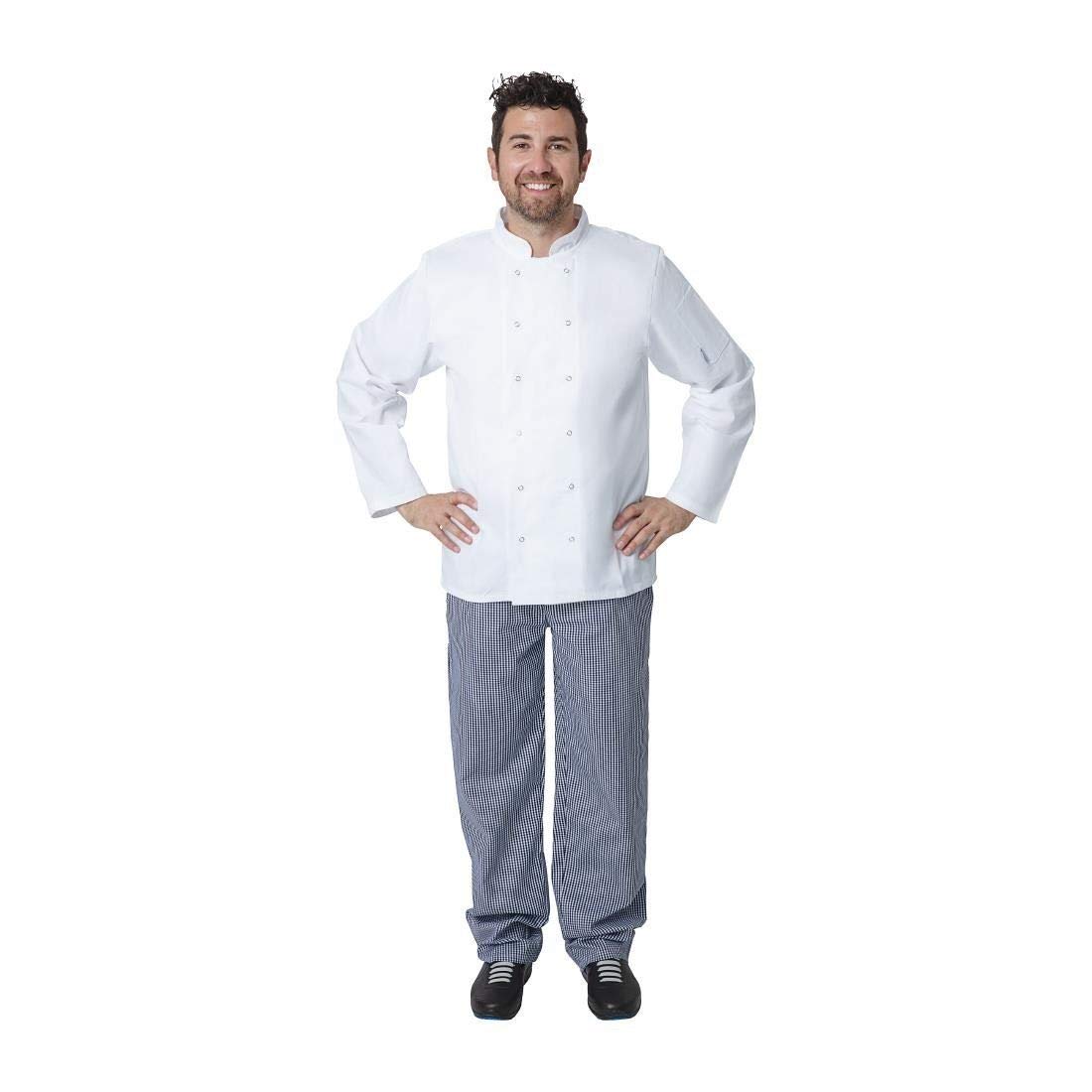 Whites Vegas Unisex Chef Jacket Long Sleeve White, Size 2XL - Easy Clean, Double-Stitched Restaurant Workwear A134-XXL